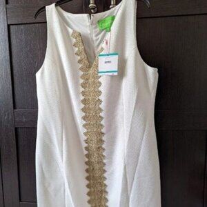 NWT - White and Gold Sheath Dress